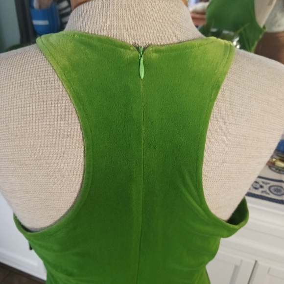 Vintage S/M Womens JSC Lime Green Halter Dress Velour Summer Short 80s/90s Y2K - Picture 6 of 8